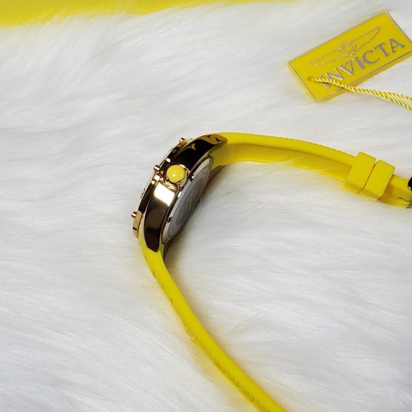 Invicta Watch Stainless Steel Silicone Gold Yellow Women Accessories Watch - Picture 13 of 16